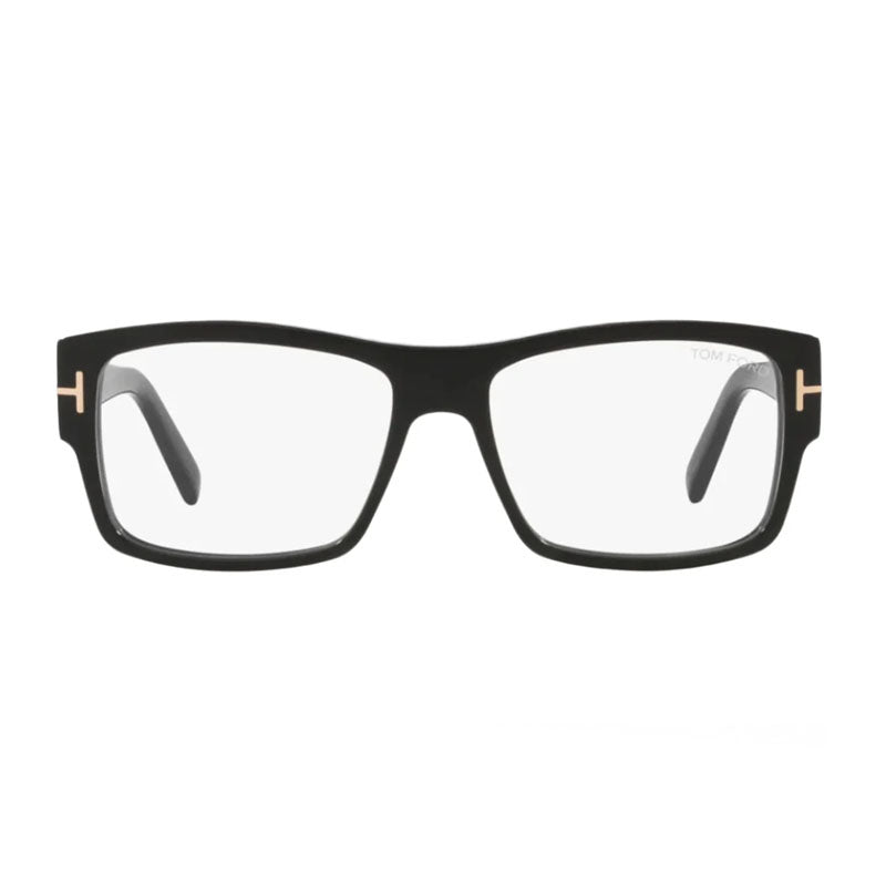 Tom Ford Eyeglasses Square Full Rim, Shiny Black Frame and Clear/Blue-Light Block Lenses Lens FT5941-B001