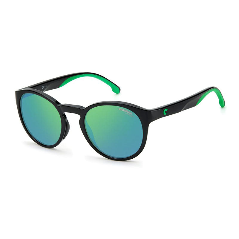 Carrera Sunglasses Round Full Rim, Black Frame and Green Multilayer Mirror Lens CARRERA8056/S07ZJZ9