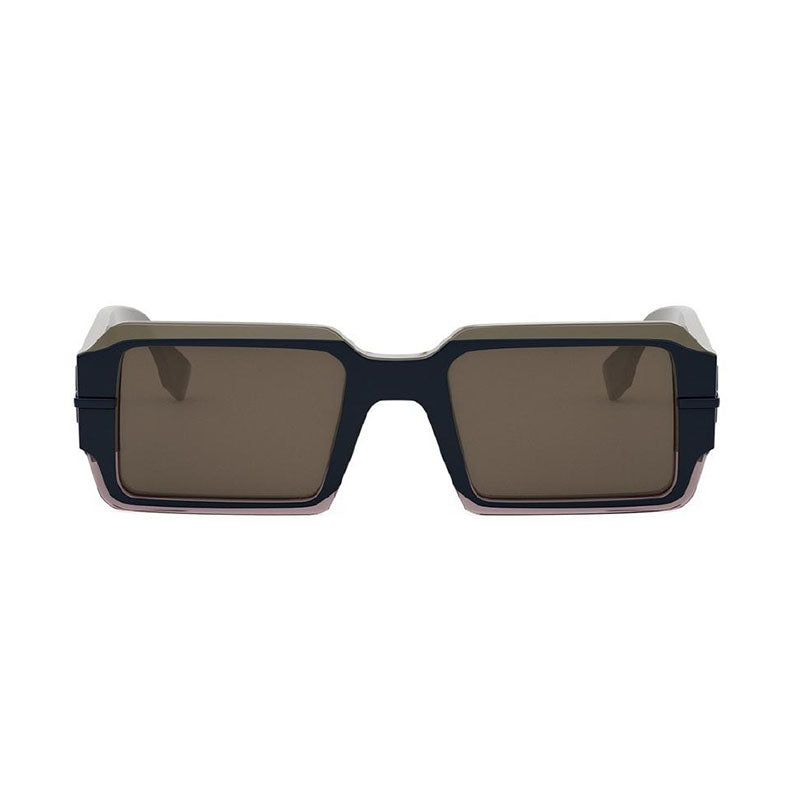 Fendi Sunglasses Rectangle Full Rim, Shiny Brown Frame and Brown Lens FE40073U50E