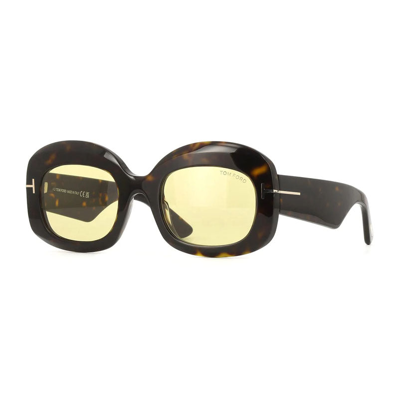 Tom Ford Sunglasses Square Full Rim, Dark Havana Frame and Brown Lens FT121952E