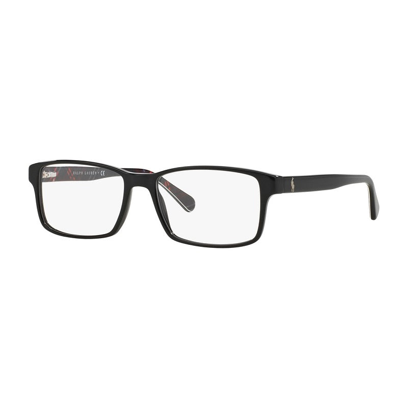 Polo Ralph Lauren Eyeglasses Rectangle Full Rim, Shiny Black Frame and Clear Demo Lenses Lens PH21235489