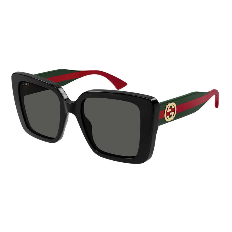 Gucci Sunglasses Square Full Rim, Shiny Black Frame and Grey Lens GG1861S001