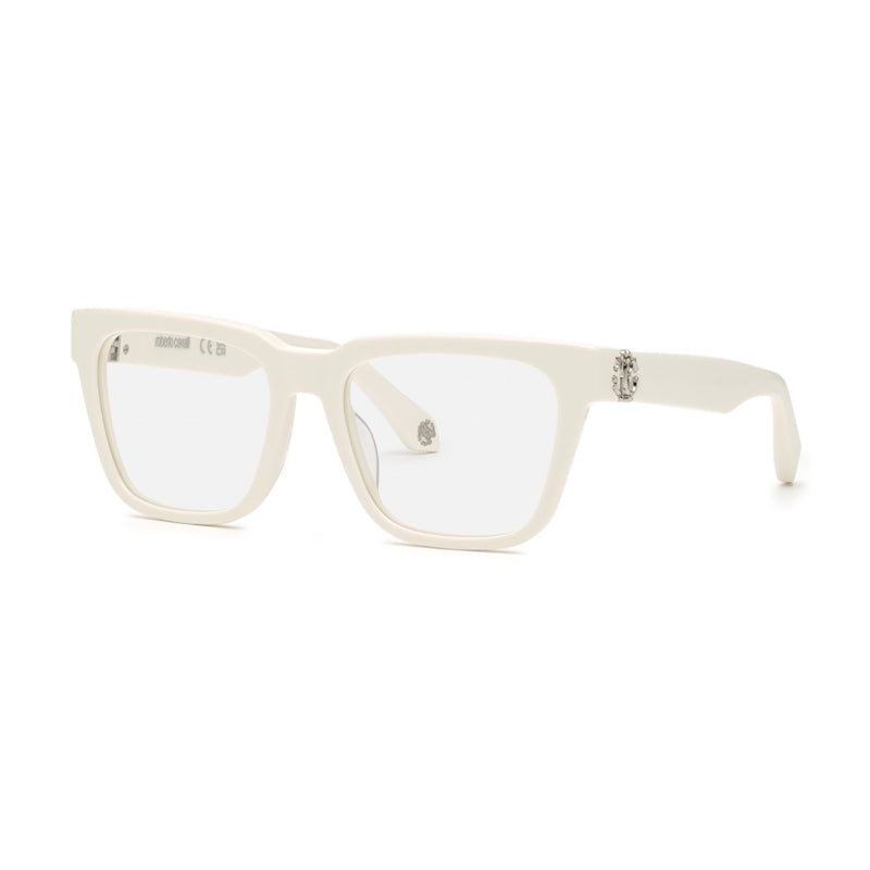Roberto Cavalli Eyeglasses Square Full Rim, White Frame and Clear Demo Lenses Lens VRC026M0847
