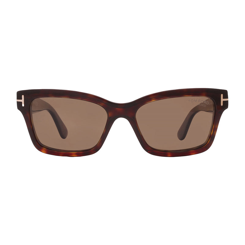 Tom Ford Sunglasses Rectangle Full Rim, Dark Havana Frame and Brown Polarized Lens FT108552H