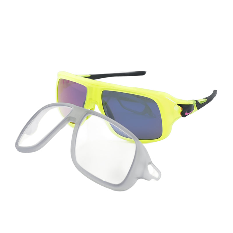 Nike Sunglasses Square Full Rim, Matte Volt Frame and Infrared Mirror/Clear Clip-On Lens FLYFREESOAREV24001702