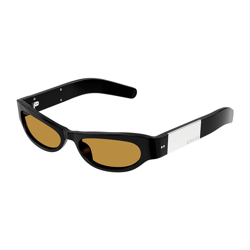 Gucci Sunglasses Rectangle Full Rim, Shiny Black Frame and Brown Lens GG1635S001