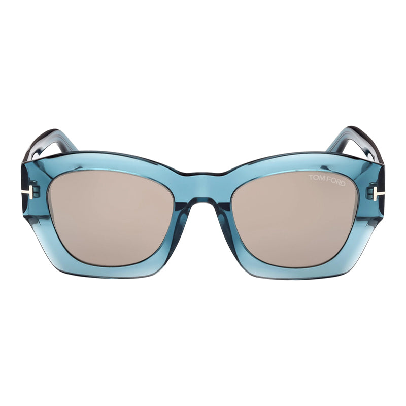 Tom Ford Sunglasses Square Full Rim, Shiny Blue Frame and Roviex Mirror Lens FT108390L