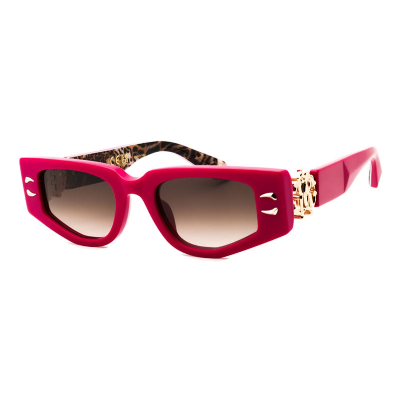 Roberto Cavalli Sunglasses Rectangle Full Rim, Shiny Fuchsia Frame and Brown Gradient Lens SRC057M09M3