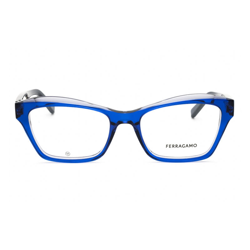 Ferragamo Salvatore Ferragamo Eyeglasses Cat Eye Full Rim, Blue/Grey Frame and Clear Demo Lenses Lens SF2951N435