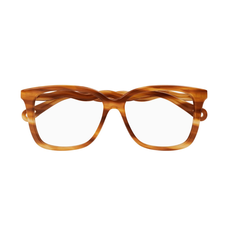 Chloe Sunglasses Square Full Rim, Havana Frame and Clear Demo Lens Lens CH0090O006