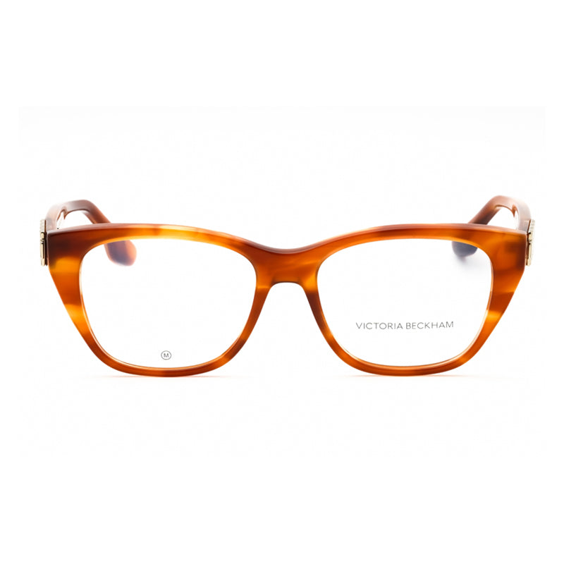 Victoria Beckham Eyeglasses Square Full Rim, Striped Blonde Havana Frame and Clear Demo Lenses Lens VB2662223