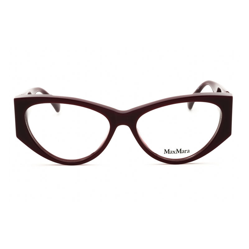 Max Mara Eyeglasses Cat Eye Full Rim, Shiny Bordeaux Frame and Clear Demo Lenses Lens MM5174069