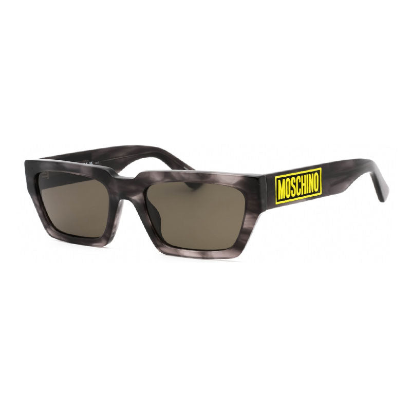 Moschino Sunglasses Rectangle Full Rim, Grey Horn Frame and Grey Lens MOS166/S02W8IR