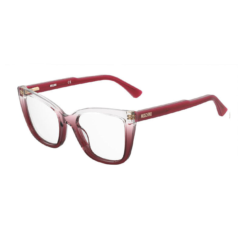 Moschino Eyeglasses Cat Eye Full Rim, Transparent Gradient Red Frame and Clear Demo Lens Lens MOS60306XQ00