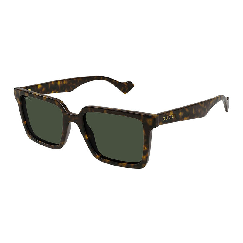 Gucci Sunglasses Square Full Rim, Dark Havana Frame and Bottle Green Lens GG1540S002