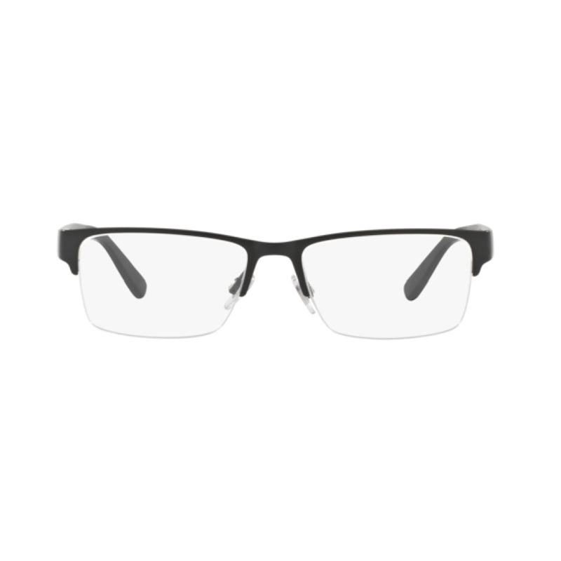Polo Ralph Lauren Eyeglasses Rectangle Semi Rim, Matte Black Frame and Clear Demo Lenses Lens PH11649038