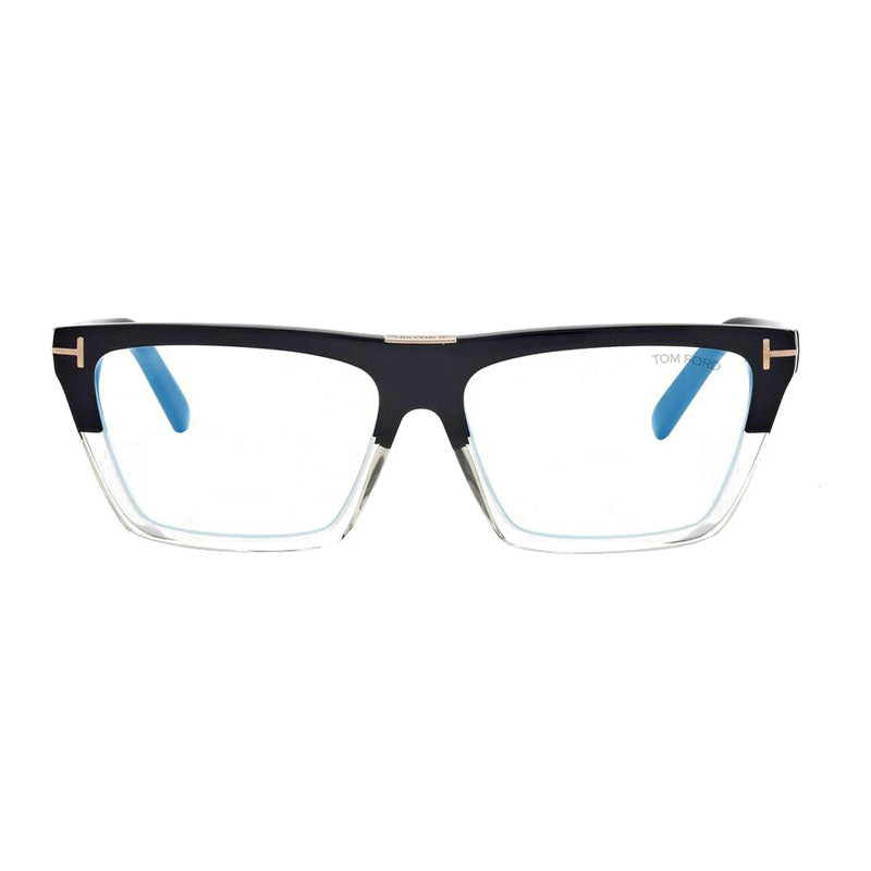 Tom Ford Eyeglasses Square Full Rim, Black Frame and Clear/Blue-Light Block Lenses Lens FT5912-B005