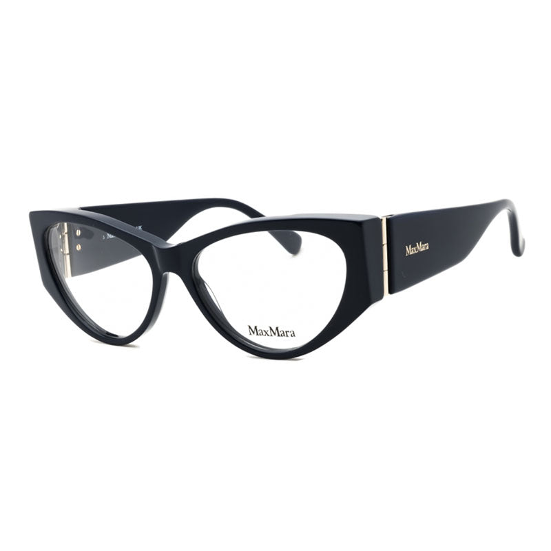 Max Mara Eyeglasses Cat Eye Full Rim, Shiny Blue Frame and Clear Demo Lenses Lens MM5174090