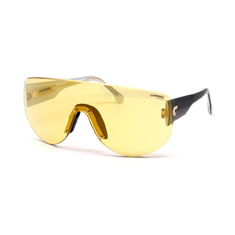 Carrera Sunglasses Shield Rimless, Yellow Black Frame and Yellow Gold Mirror Lens FLAGLAB1204CWET