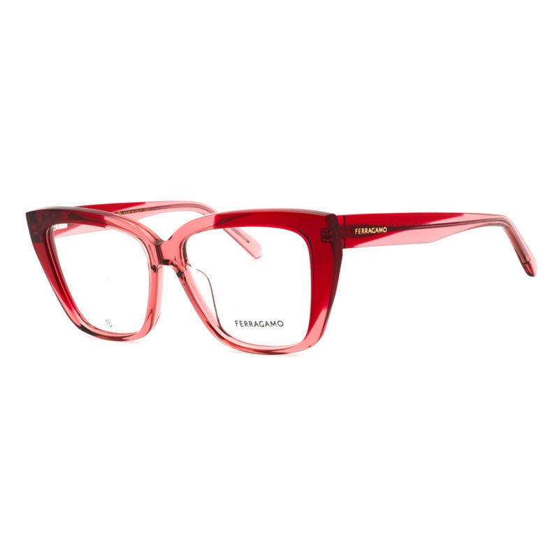 Ferragamo Salvatore Ferragamo Eyeglasses Cat Eye Full Rim, Transparent Burgundy/Antique Frame and Clear Demo Lenses Lens SF2939N617