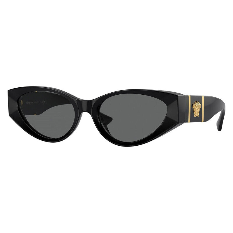 Versace Sunglasses Cat Eye Full Rim, Black Frame and Dark Grey Lens VE4454GB1/87