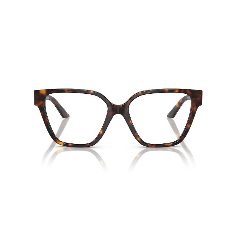 Versace Eyeglasses Geometric Full Rim, Havana Frame and Clear Demo Lenses Lens VE3358B108