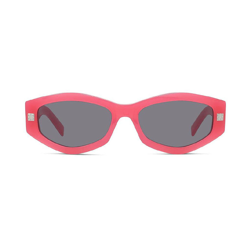 Givenchy Sunglasses Rectangle Full Rim, Shiny Fuchsia Frame and Light Grey Lens GV40062I75A