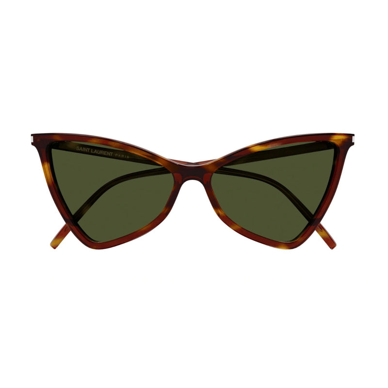 Saint Laurent Sunglasses Geometric Full Rim, Havana Frame and Green Lens SL475JERRY002