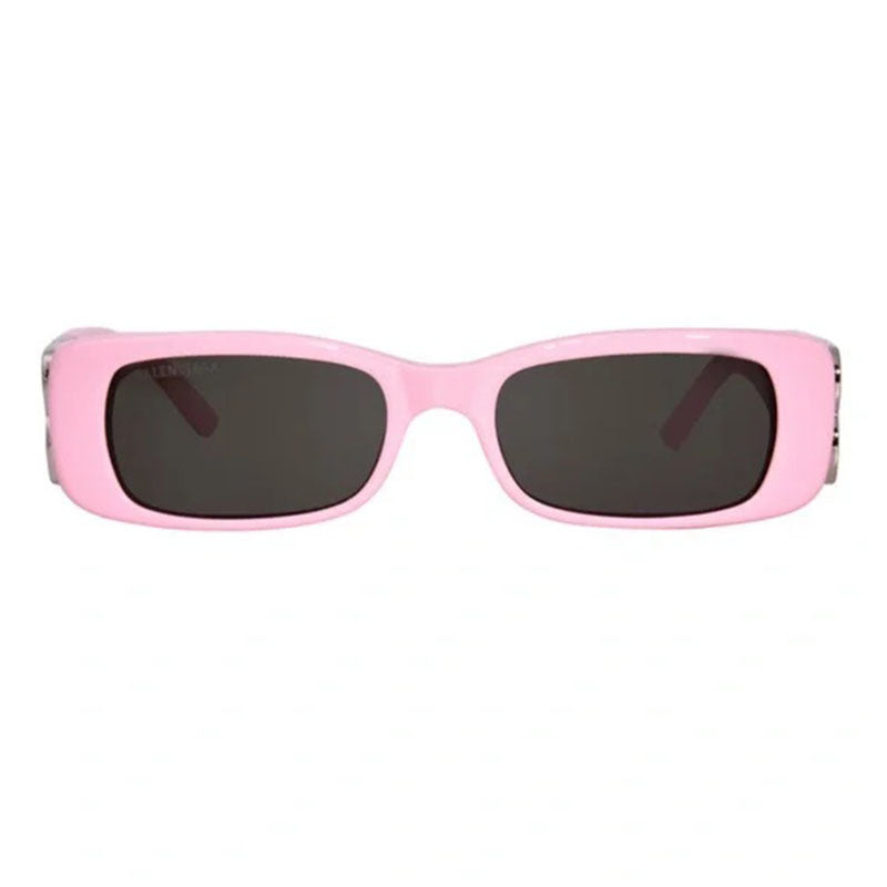 Balenciaga Sunglasses Rectangle Full Rim, Pink Frame and Grey Lens BB0096S012