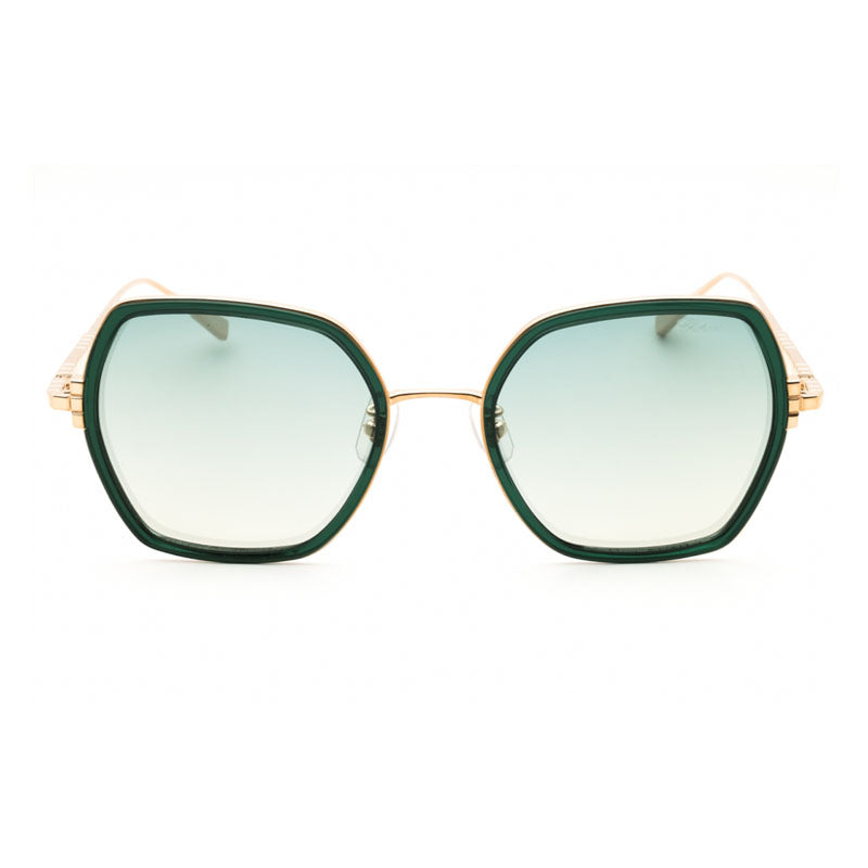 Chopard Sunglasses Square Full Rim, Gold & Green Frame and Green Gradient Lens SCHL02V300K