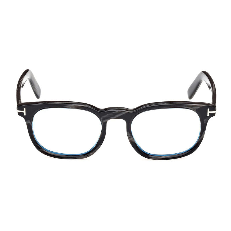 Tom Ford Eyeglasses Square Full Rim, Black Horn Frame and Clear Blue Light Block Lens FT5930-D-B063