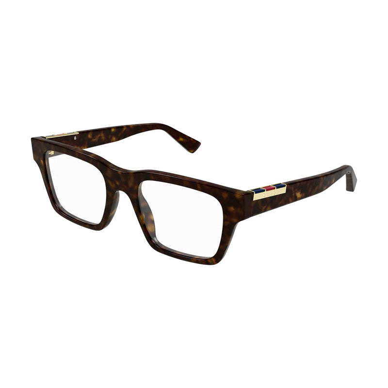 Gucci Eyeglasses Square Full Rim, Havana Frame and Clear Demo Lenses Lens GG1889O002
