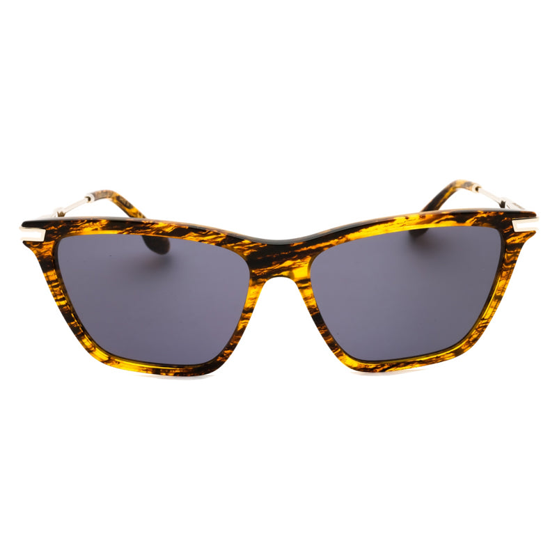 Victoria Beckham Sunglasses Cat Eye Full Rim, Translucent Horn Frame and Blue Lens VB663S736
