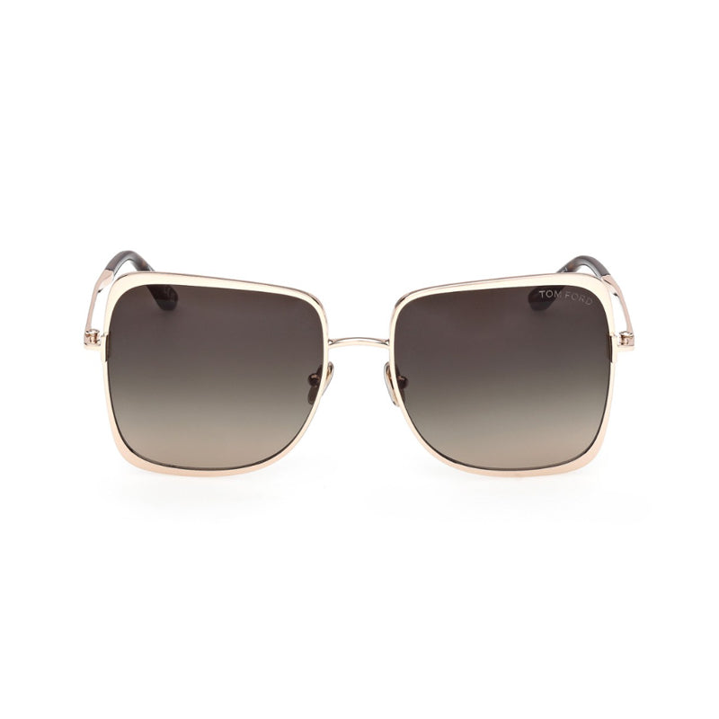 Tom Ford Sunglasses Square Full Rim, Shiny Rose Gold Frame and Smoke Gradient Lens FT131928B