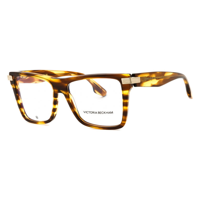 Victoria Beckham Eyeglasses Square Full Rim, Striped Havana Frame and Clear Demo Lenses Lens VB2677224