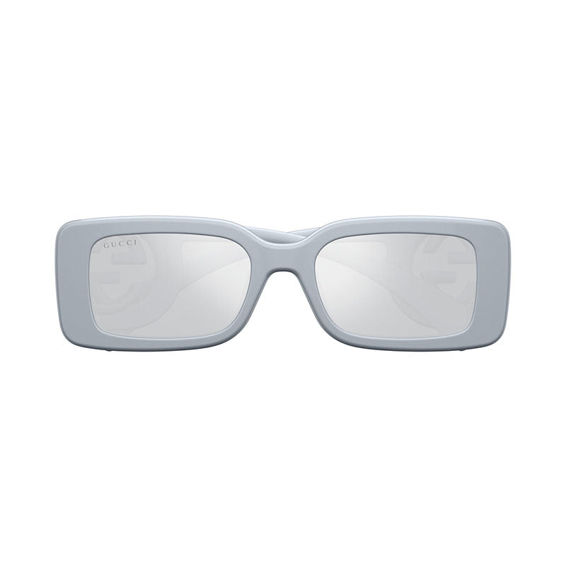 Gucci Sunglasses Square Full Rim, Silver Frame and Grey Silver Mirror Lens GG1325S011