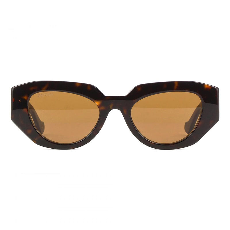 Gucci Sunglasses Geometric Full Rim, Dark Havana Frame and Brown Lens GG1421S002