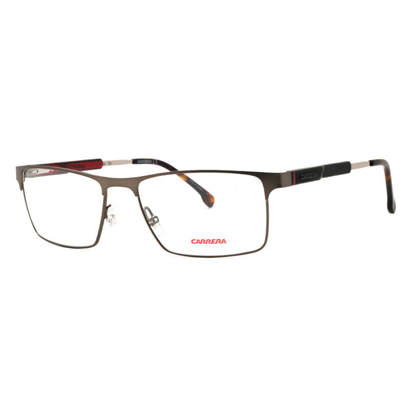 Carrera Eyeglasses Rectangle Full Rim, Semi Matte Dark Ruthenium Frame and Clear Demo Lenses Lens CA88330R8000