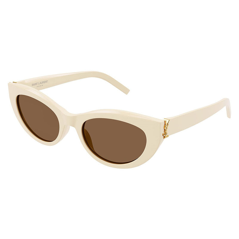 Saint Laurent Sunglasses Cat Eye Full Rim, Ivory Frame and Brown Lens SLM115004