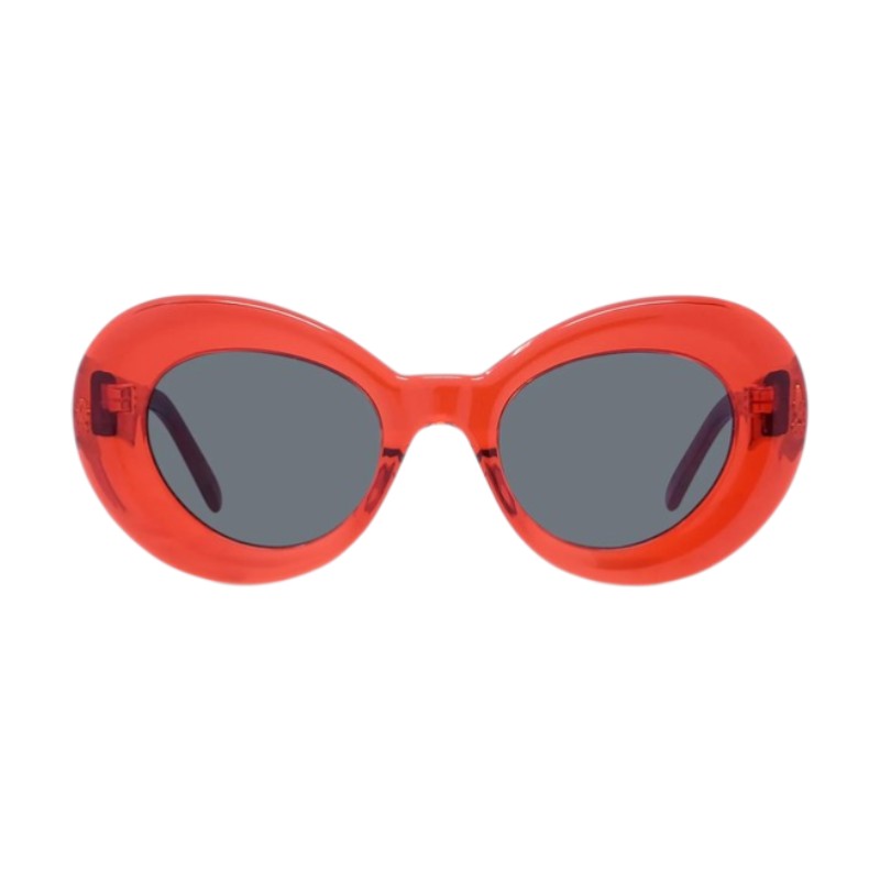 Loewe Sunglasses Butterfly Full Rim, Shiny Transparent Red Frame and Blue Lens LW40112I66V