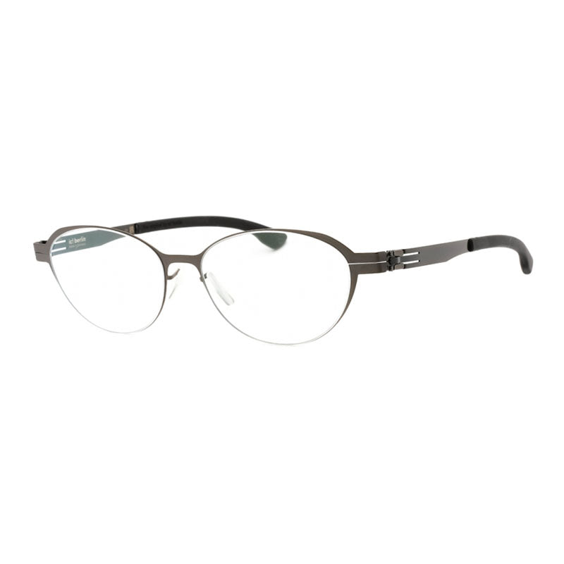Ic! Berlin Eyeglasses Round Full Rim, Gunmetal/Black Frame and Clear Demo Lenses Lens ACOUSTICM1392023