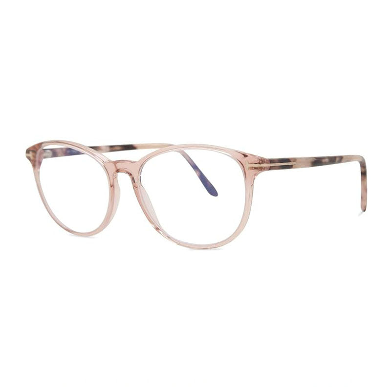 Tom Ford Eyeglasses Round Full Rim, Shiny Pink Frame and Clear Blue Light Block Lens FT5810-B072