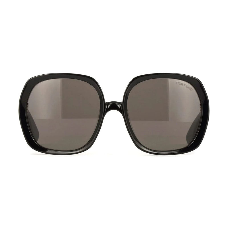 Tom Ford Sunglasses Square Full Rim, Shiny Black Frame and Smoke Lens FT122101A