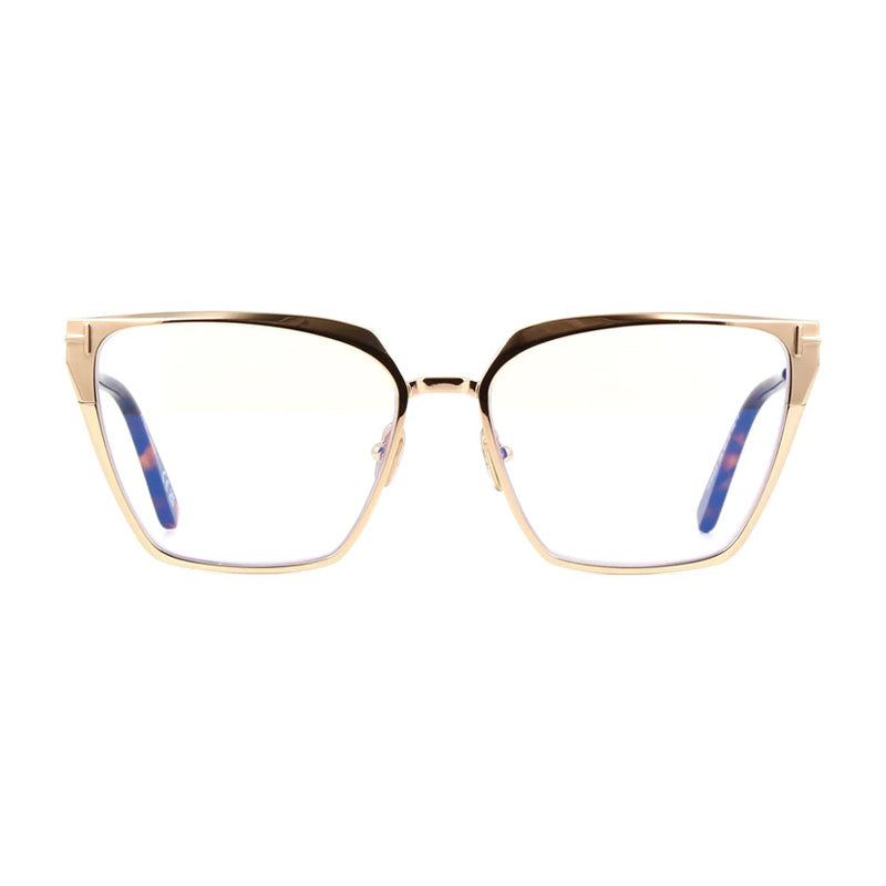 Tom Ford Eyeglasses Square Full Rim, Shiny Rose Gold Frame and Clear/Blue Light Block Lenses Lens FT5945-B028