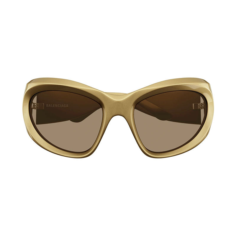Balenciaga Sunglasses Geometric Full Rim, Gold Frame and Brown Gold Mirror Lens BB0228S004