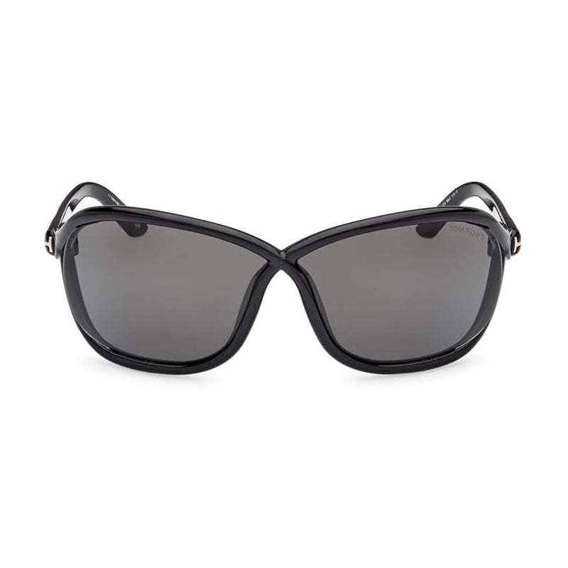 Tom Ford Sunglasses Geometric Full Rim, Shiny Black Frame and Smoke Lens FT106901A