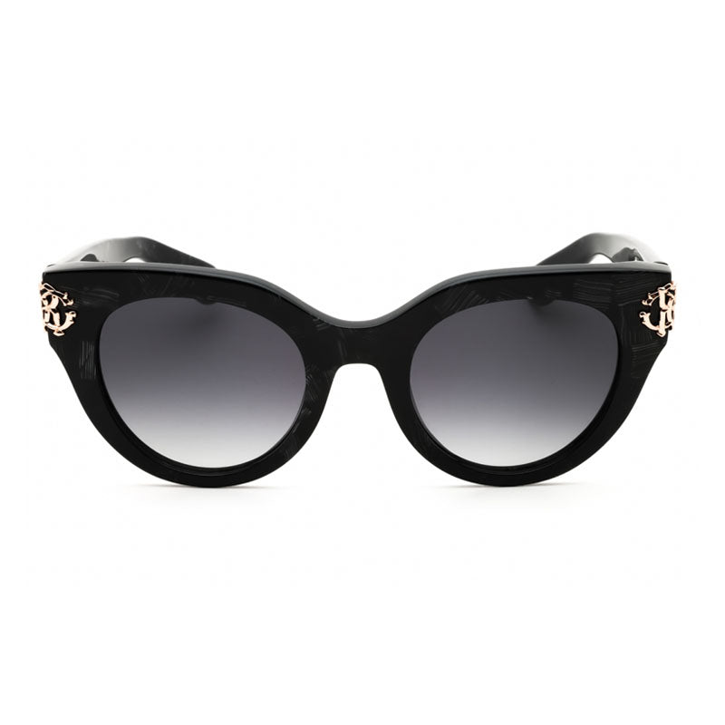 Roberto Cavalli Sunglasses Cat Eye Full Rim, Shiny Black Frame and Grey Gradient Lens SRC065M0981