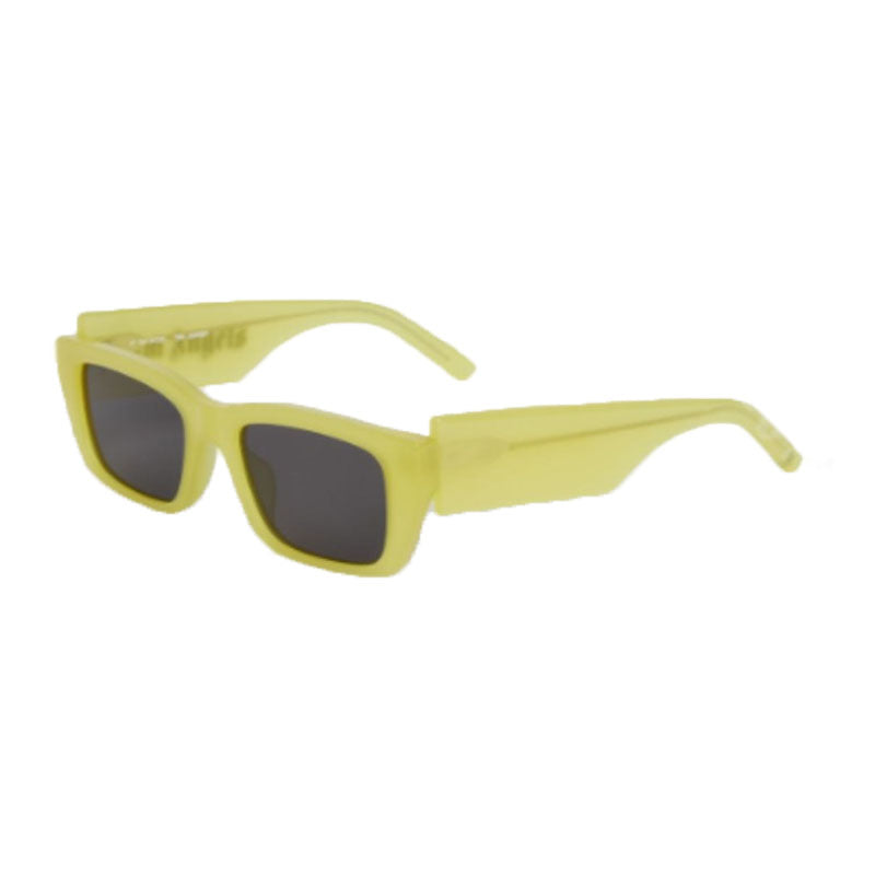 Palm Angels Sunglasses Rectangle Full Rim, Shiny Yellow Frame and Dark Grey Lens PERI002PALM1807