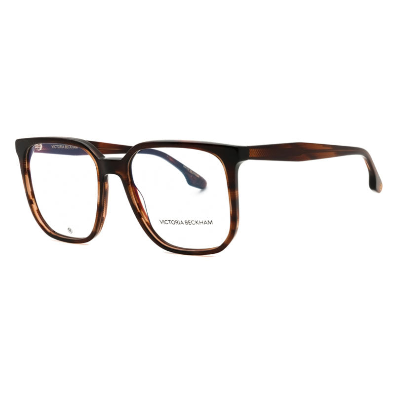 Victoria Beckham Eyeglasses Square Full Rim, Brown Horn Frame and Clear Demo Lenses Lens VB2673227