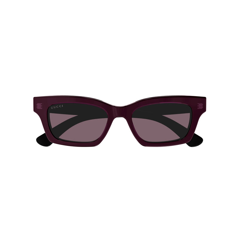 Gucci Sunglasses Square Full Rim, Transparent Fuchsia/Black Frame and Lilac Lens GG1790S003